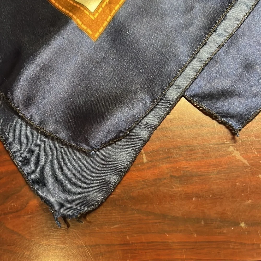 Scarf Green Navy Blue Red Gold Vintage 36” x 36” Soft Luxury Colors